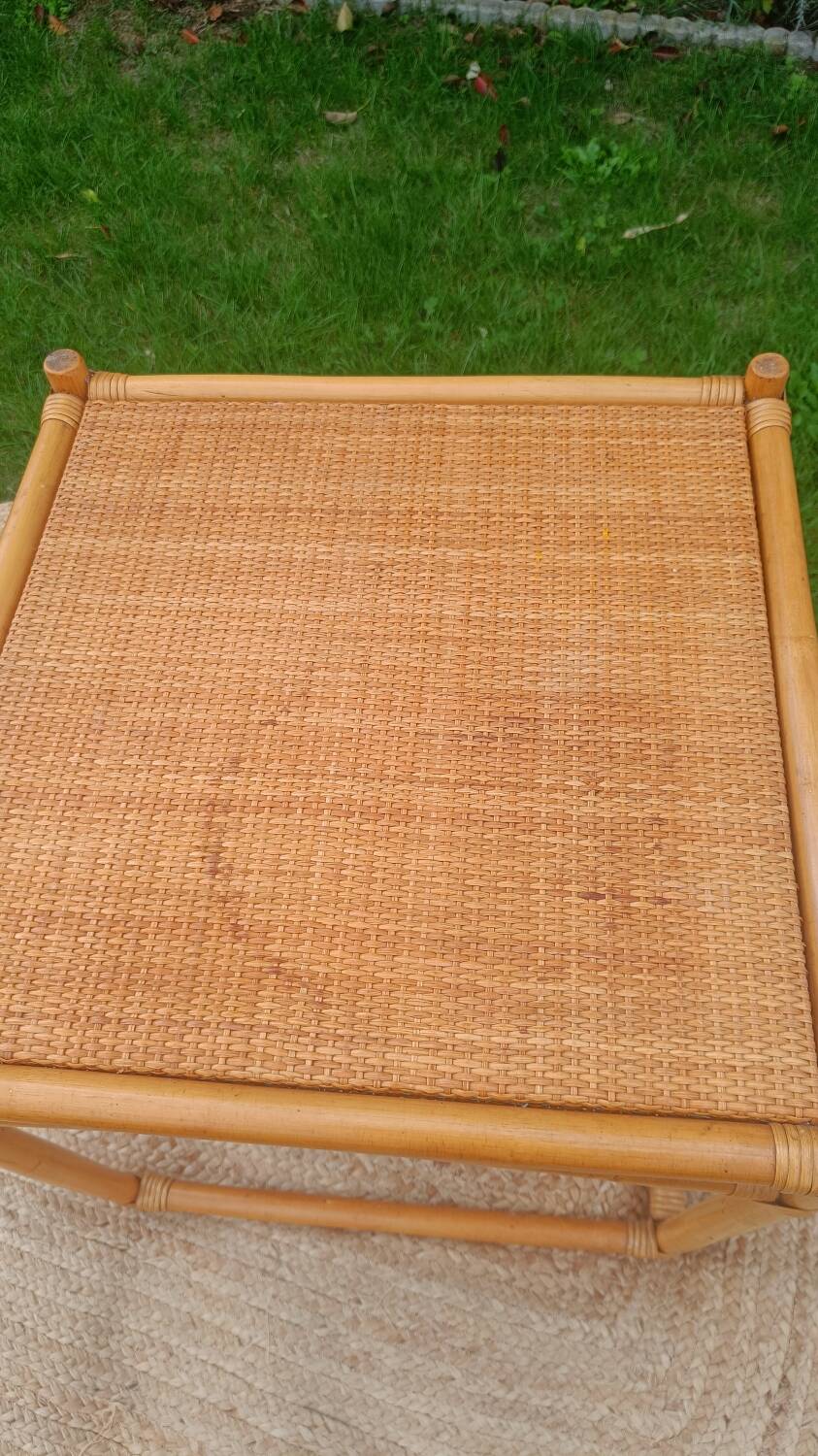 Vintage rattan and wicker coffee table