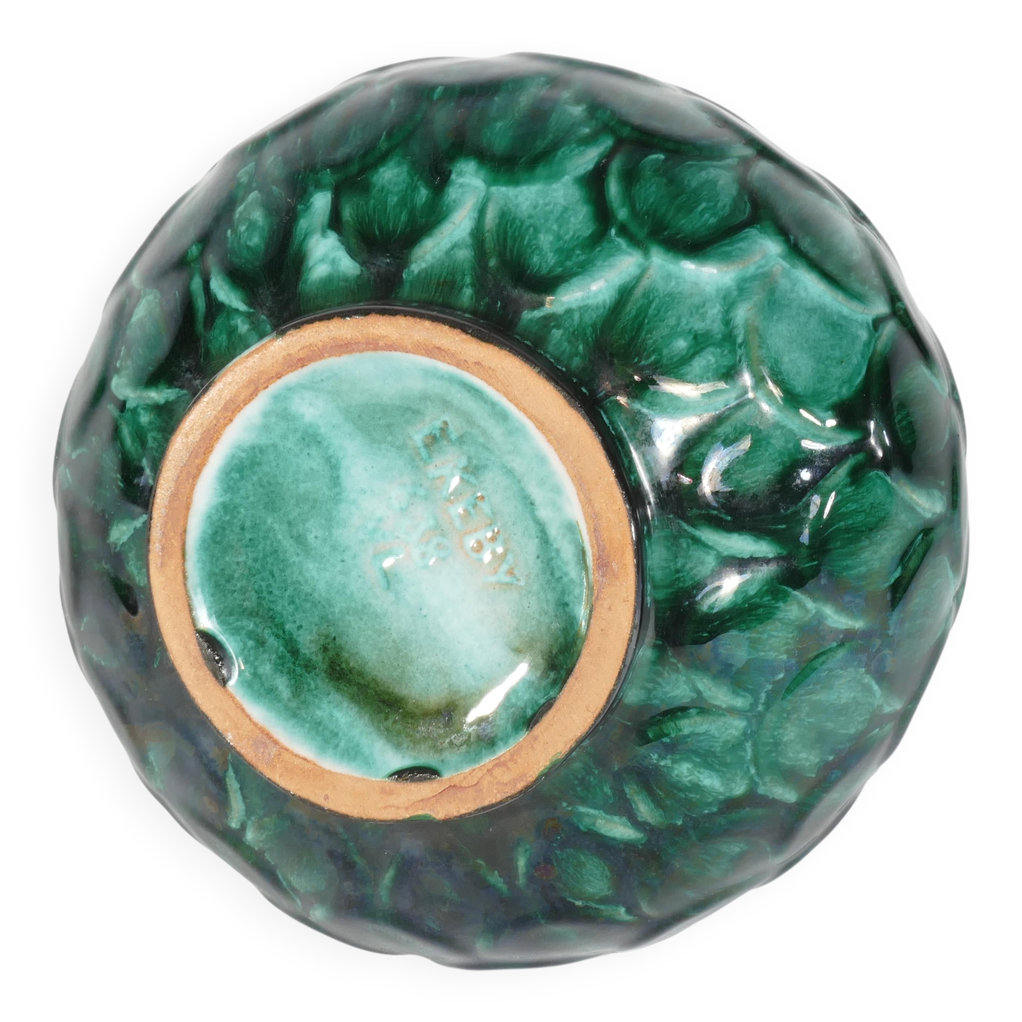 Green Vicke Lindstrand Ceramic Vase "638" Upsala Ekeby, 1950's