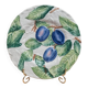 Vintage barbotine plate, plum decoration – relief foliage