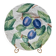 Vintage barbotine plate, plum decoration – relief foliage