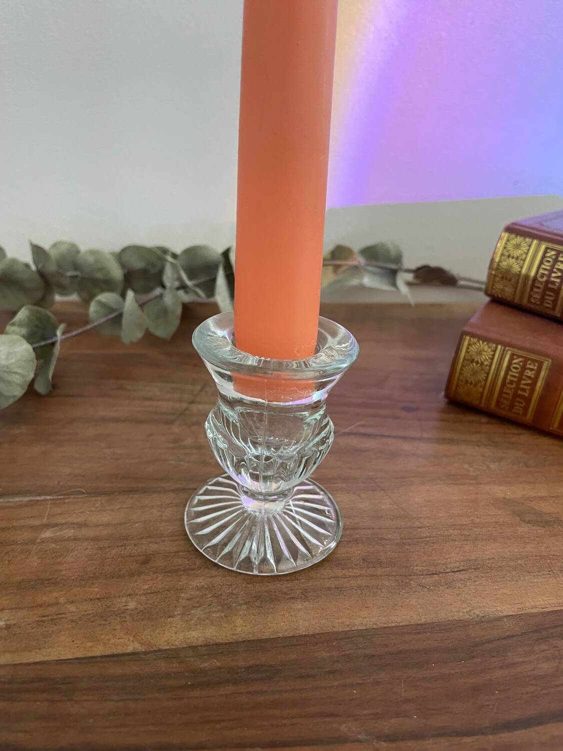 Pressed molded glass candle holder
