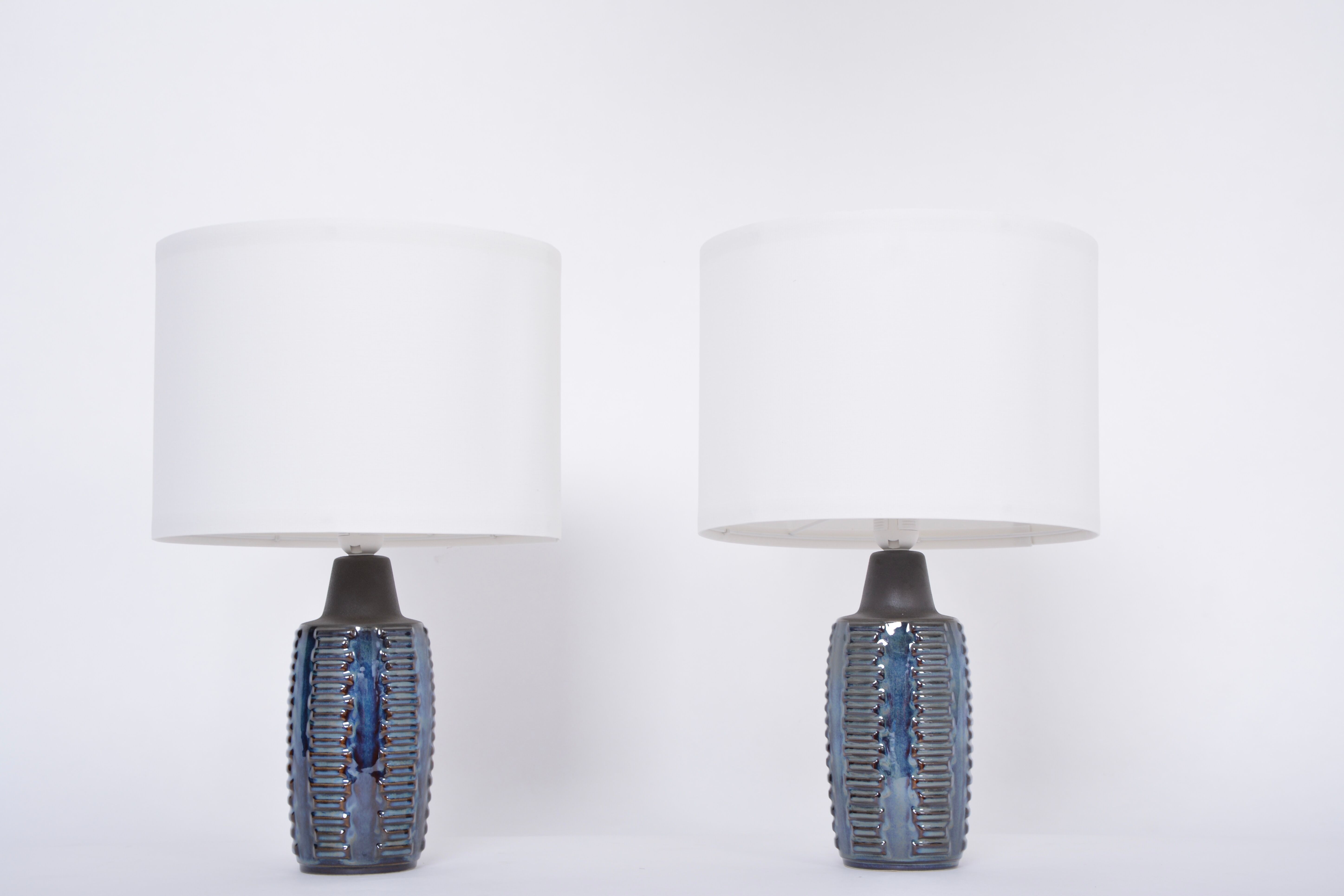 Pair of Blue Midcentury Table Lamps Model 1034 by Einar Johansen for Soholm