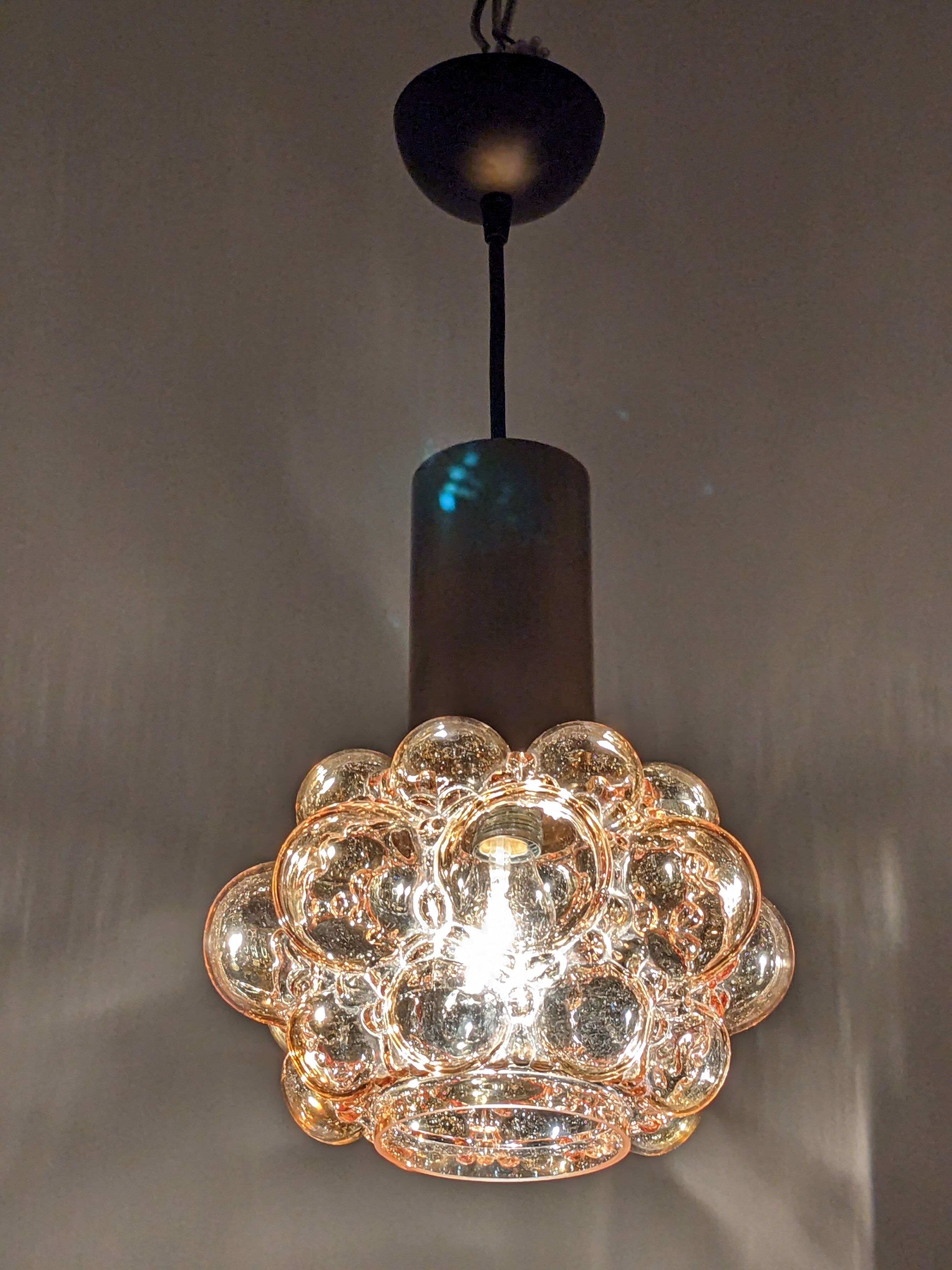 Amber bubble pendant lamp by Helena Tynell for Limburg 60s/70s