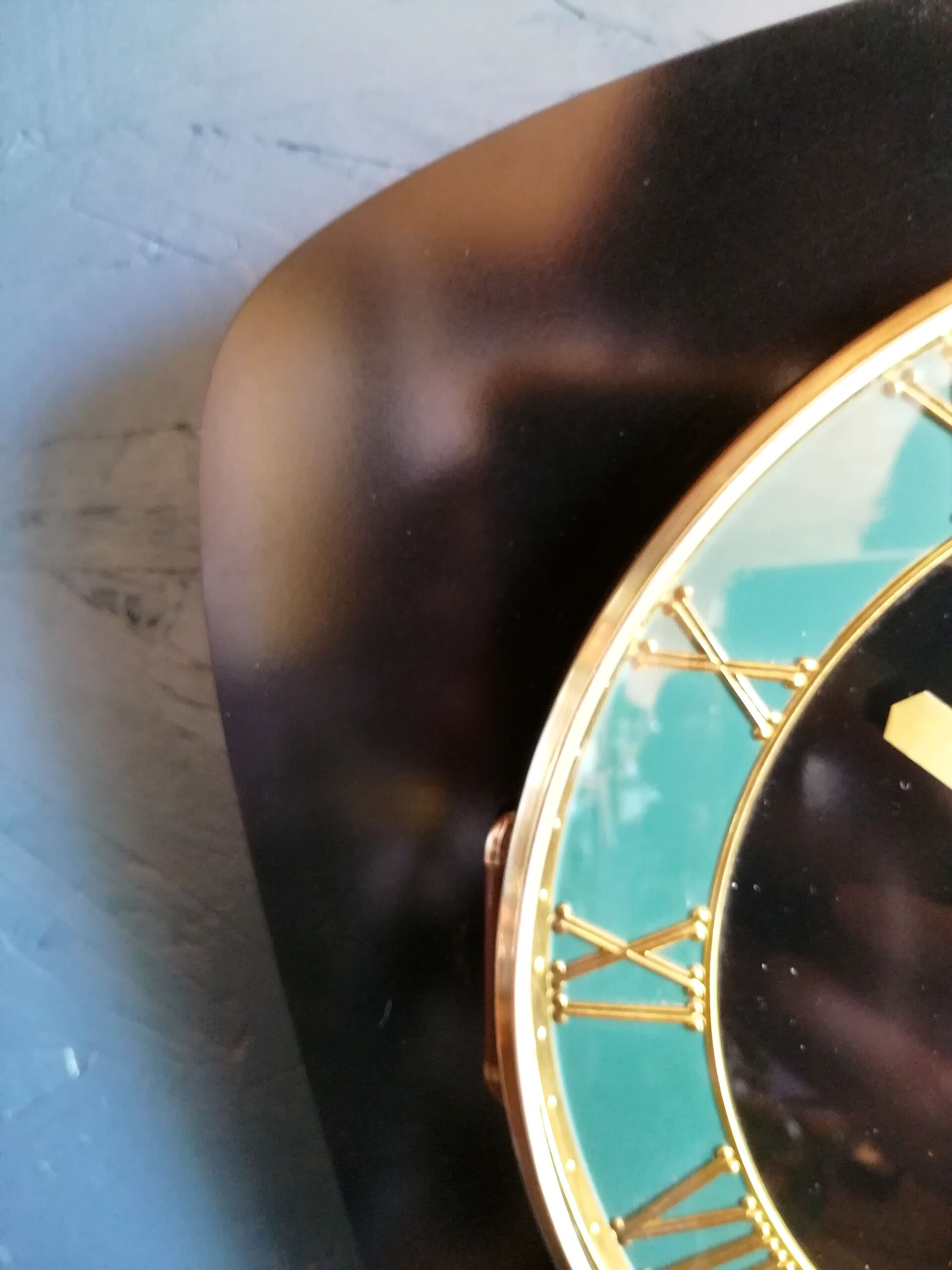 Clock vintage formica silent wall clock "ffr black and green"