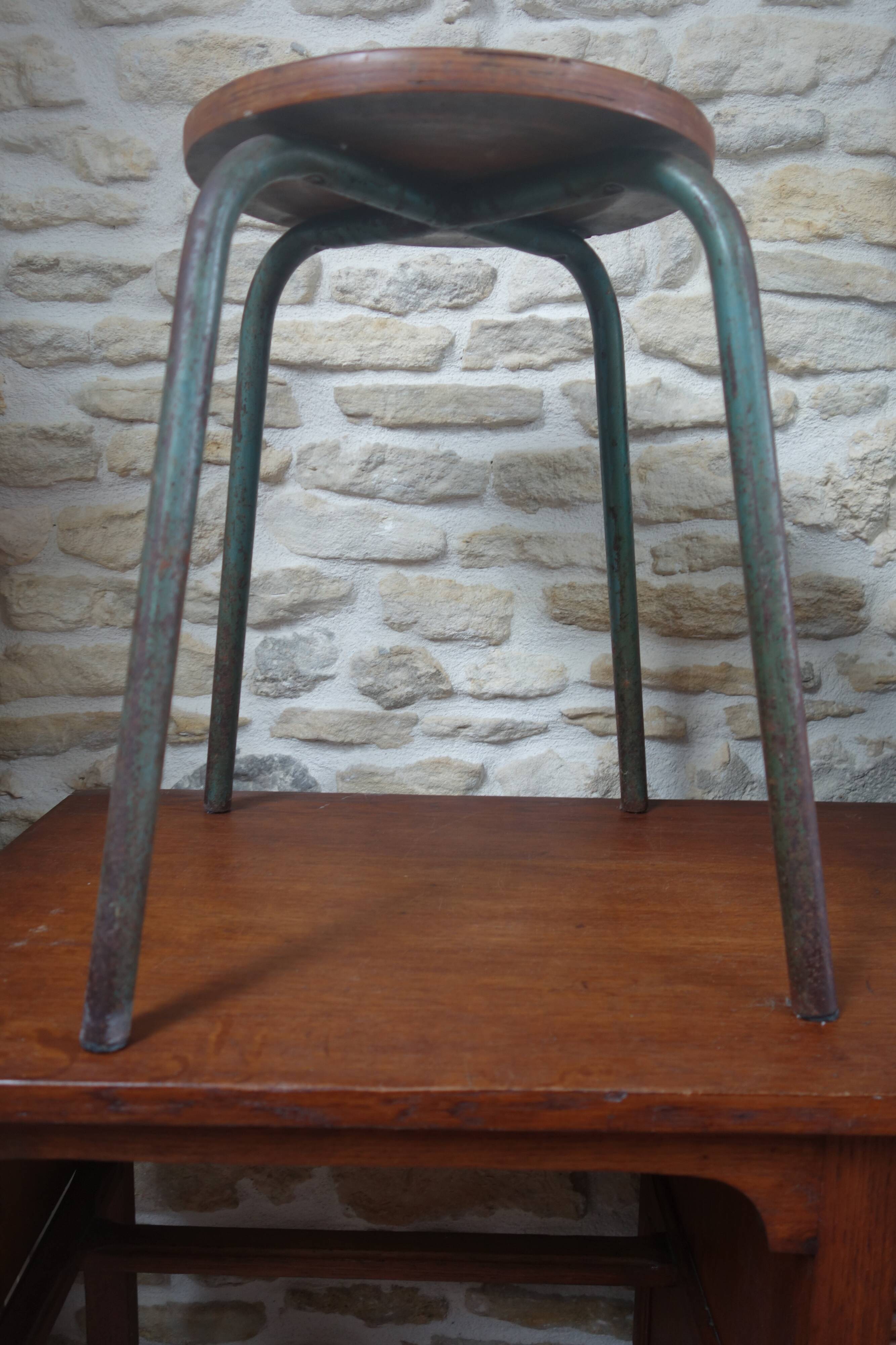 Wood and metal workshop stool