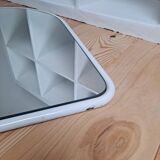 Arch mirror in white tubular steel frame from the 80s
