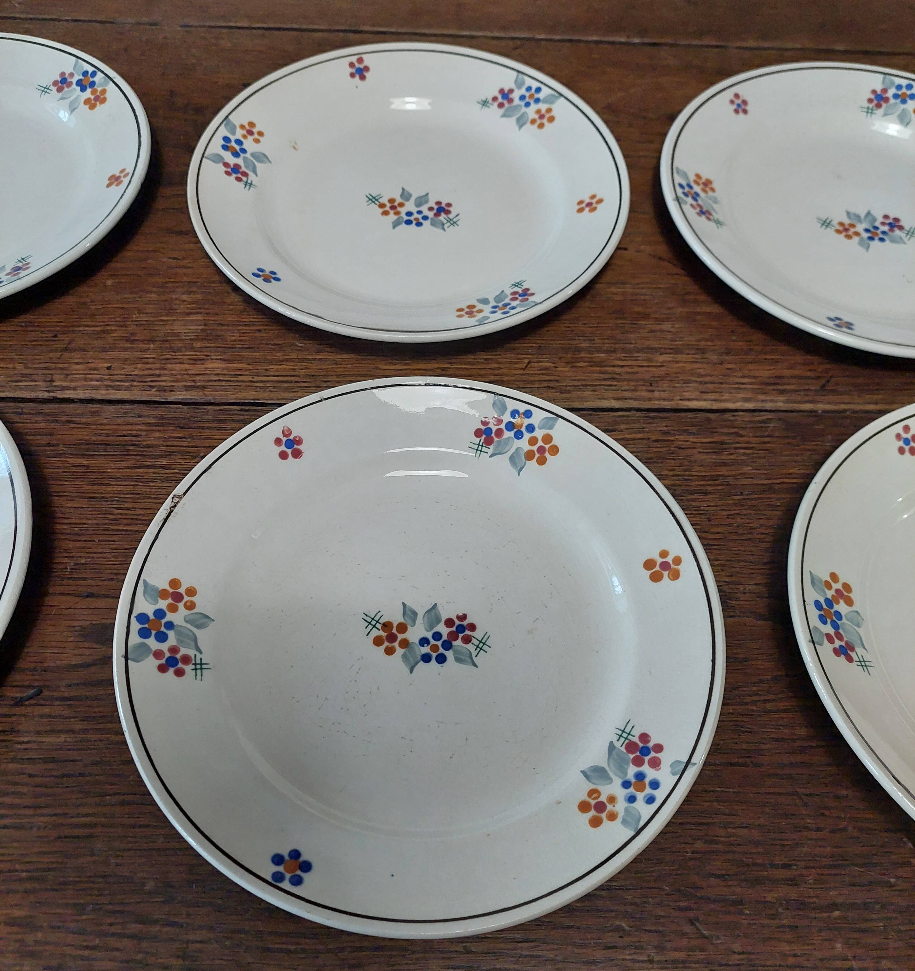 Set of six dessert plates in Saint Amand ironstone earthenware
