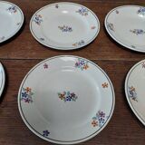 Série de six assiettes dessert en faïence terre de fer Saint Amand