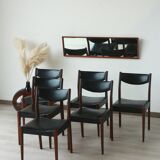 Series of 6 chairs in skai and teak