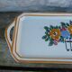 Vintage Long Ceramic Dish Art Deco Flowers