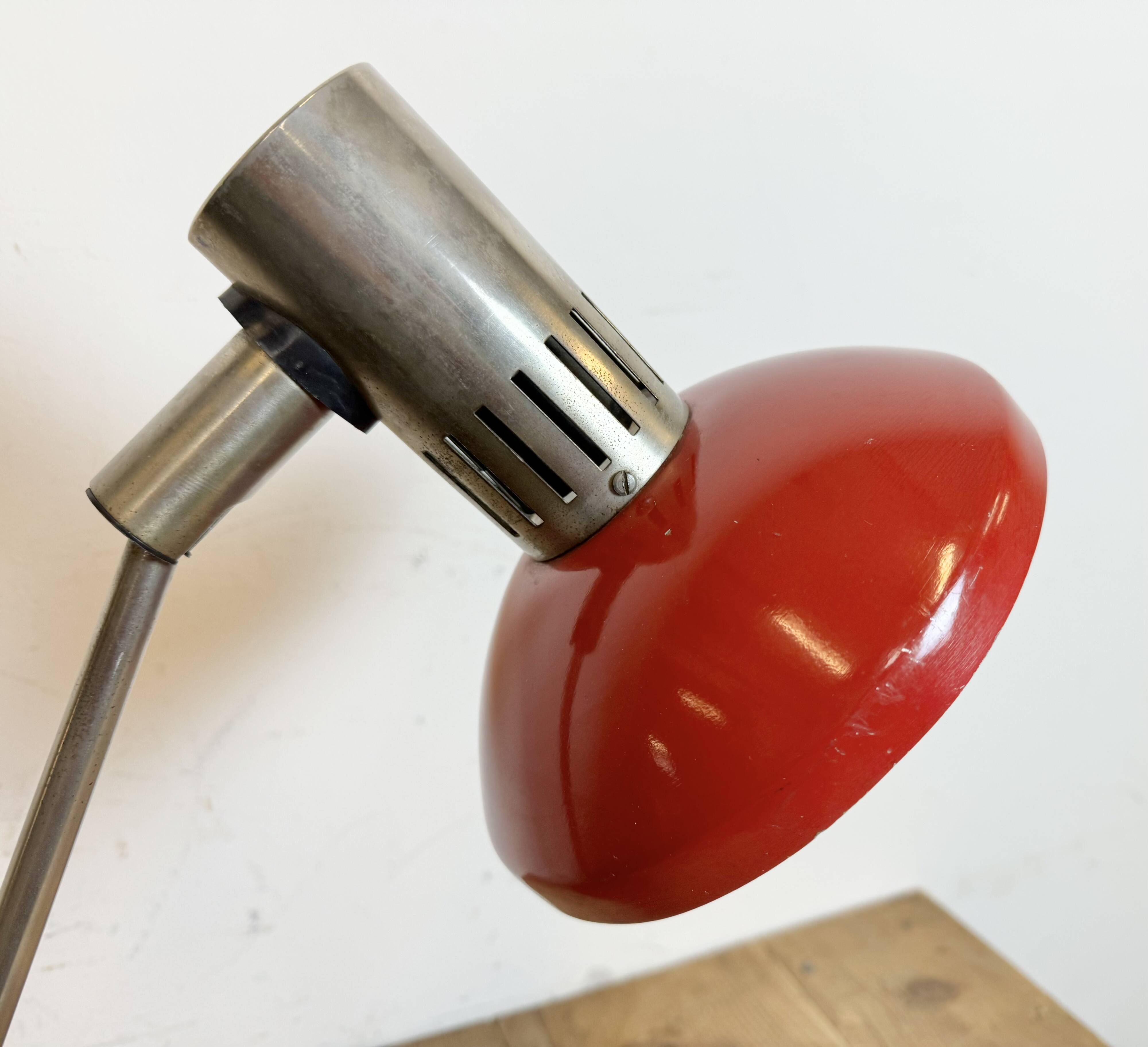 Vintage red east german table lamp from aka leuchten, 1970s