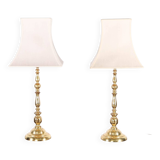 Pair of large brass lamps