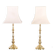 Pair of large brass lamps