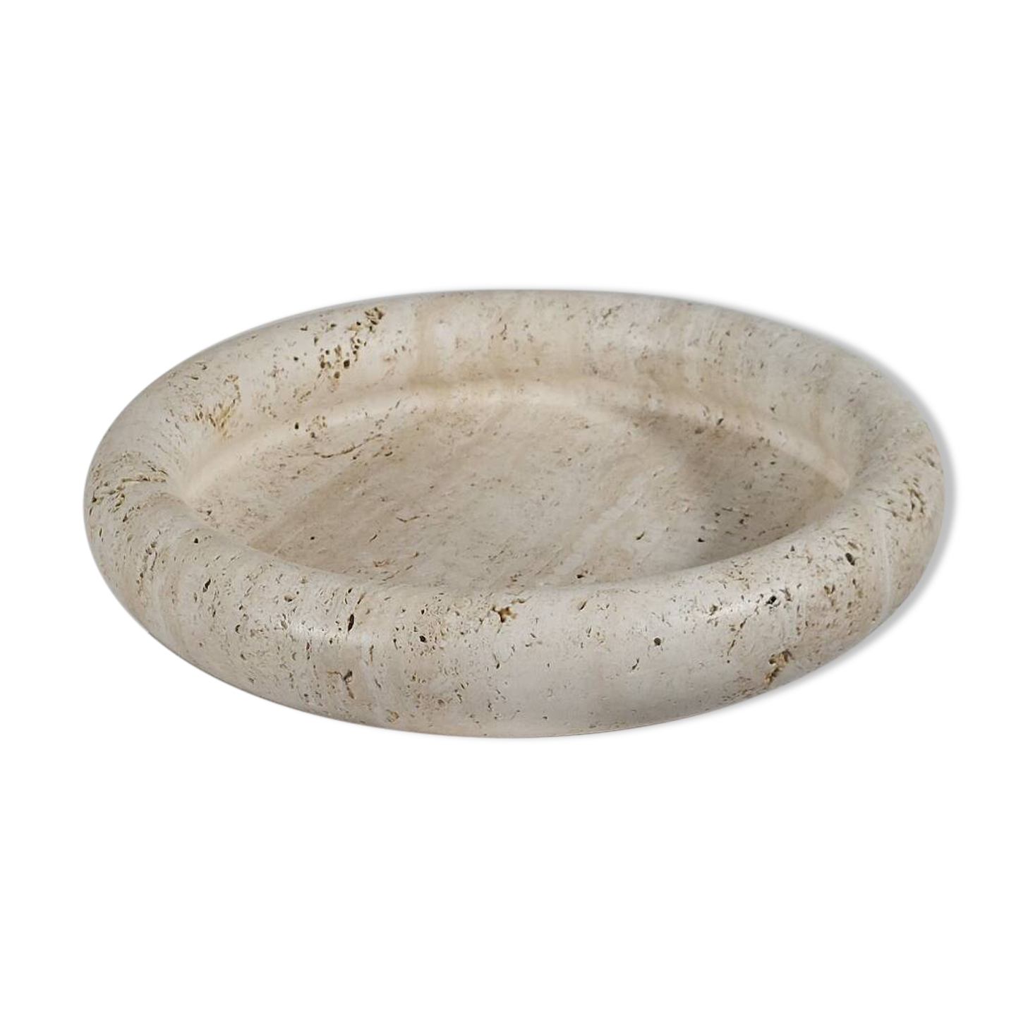 Vintage mid century handmade italian travertine stone bowl