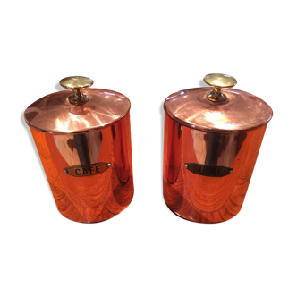 2 copper spice pots
