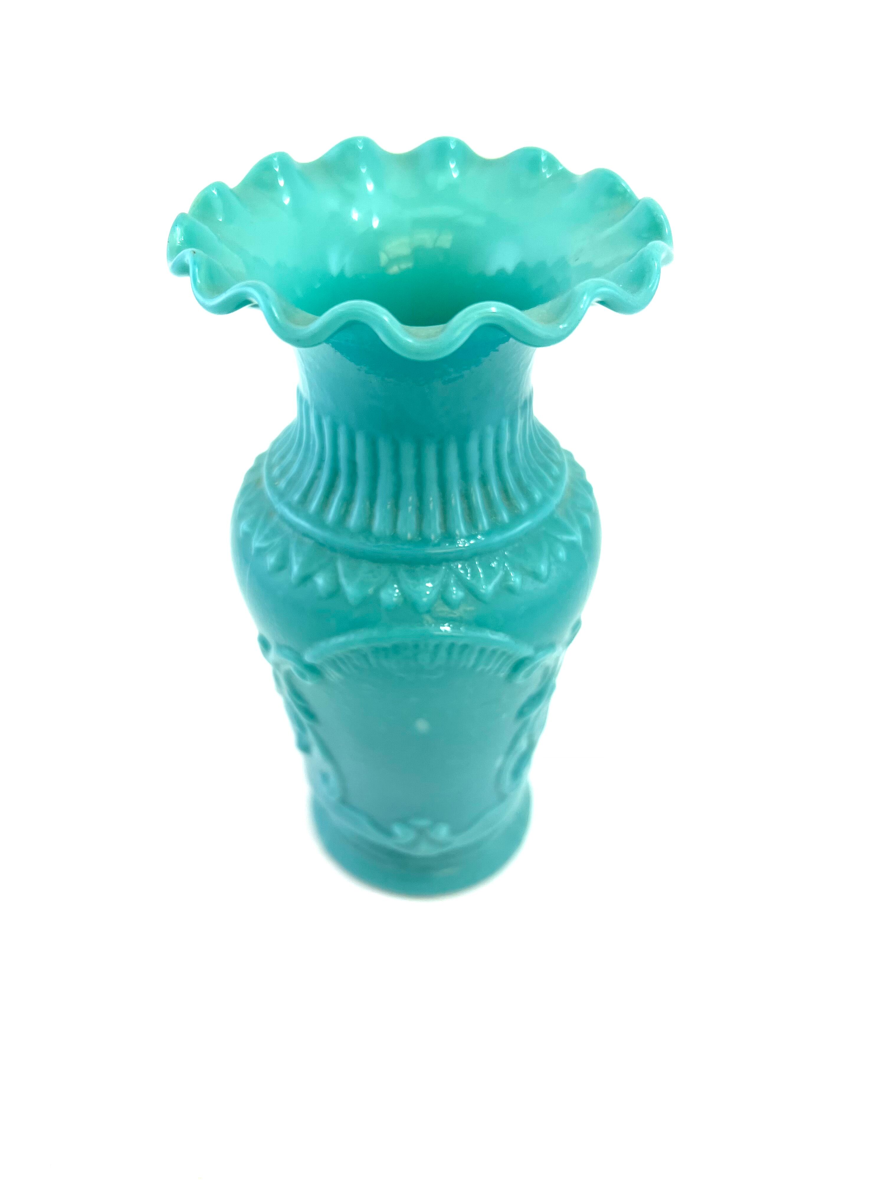 Turquoise blue opaline vase