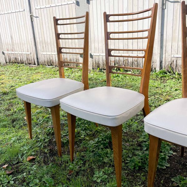 Ensemble de 4 chaises Monobloc années 60