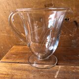 Ancien service pichet et 5 verres a pied en verre gravé art de table vintage