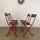Lot de 4 chaises pliantes cuir et métal design italien Zanuso pour  Zanotta Celestina vintage