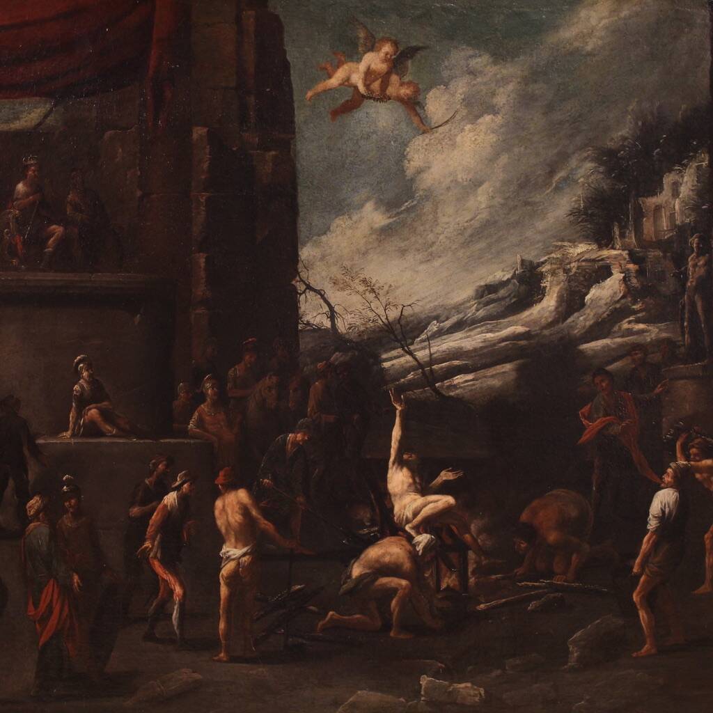 Great 17th-century religious painting, Martyrdom of Saint Lawrence