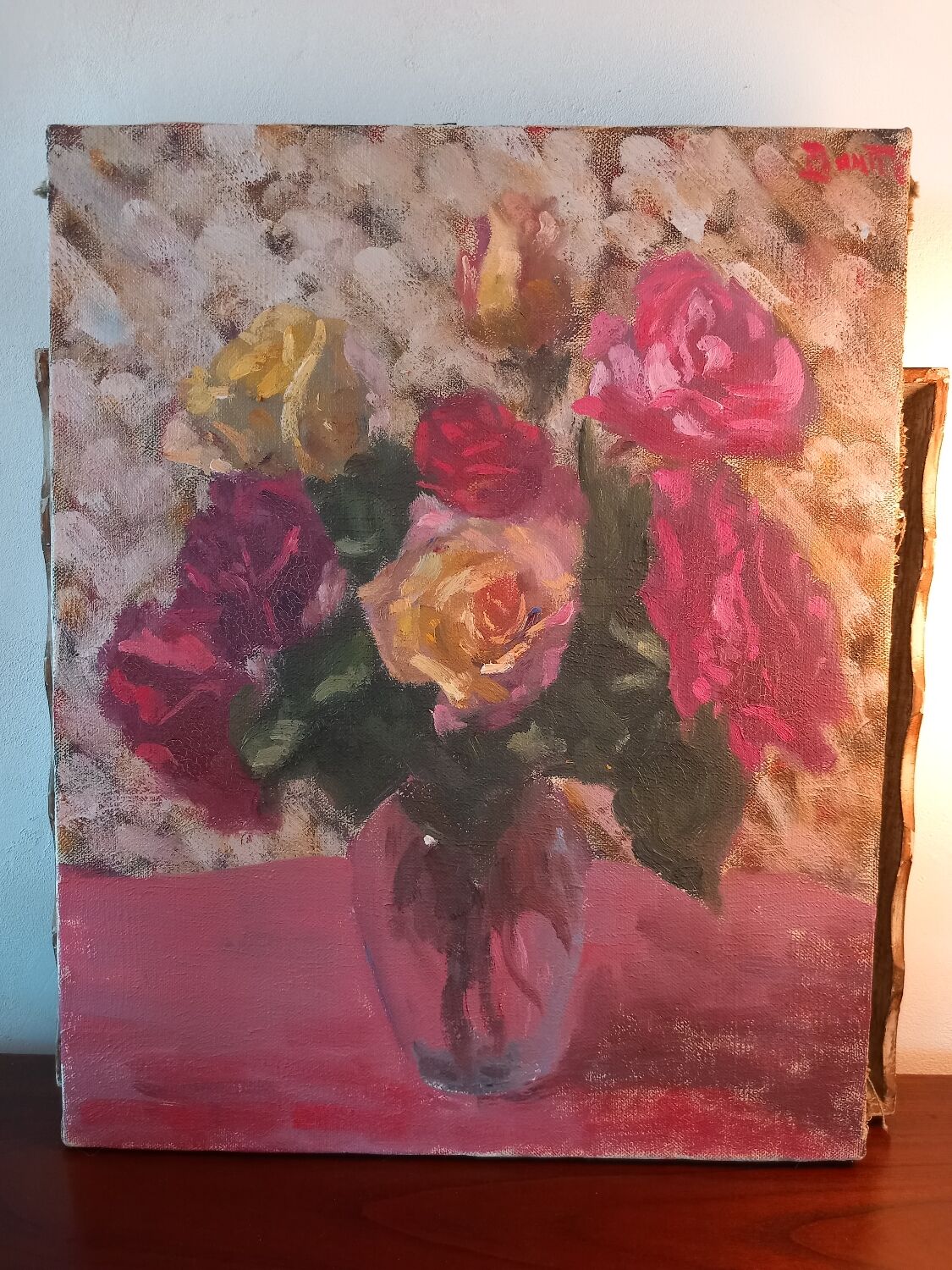 Tableau nature morte au bouquet de roses