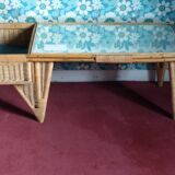 Rattan coffee table with mirror top