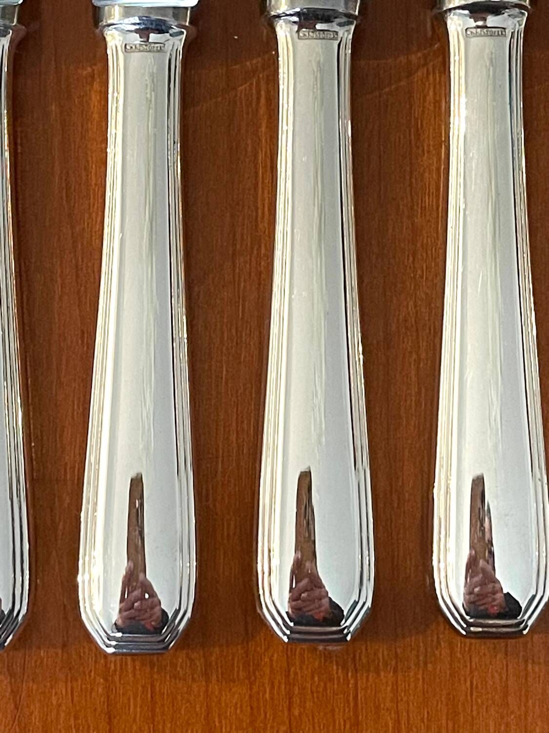 Christofle America 6 entremet, cheese, and dessert knives, 19.5 cm, superb