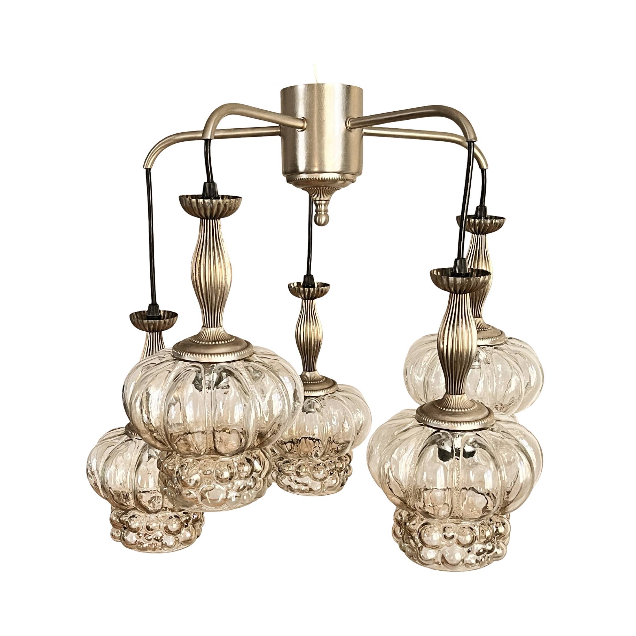 Mid-century modern cascade chandelier veb narva leuchten, germany, 1970s.