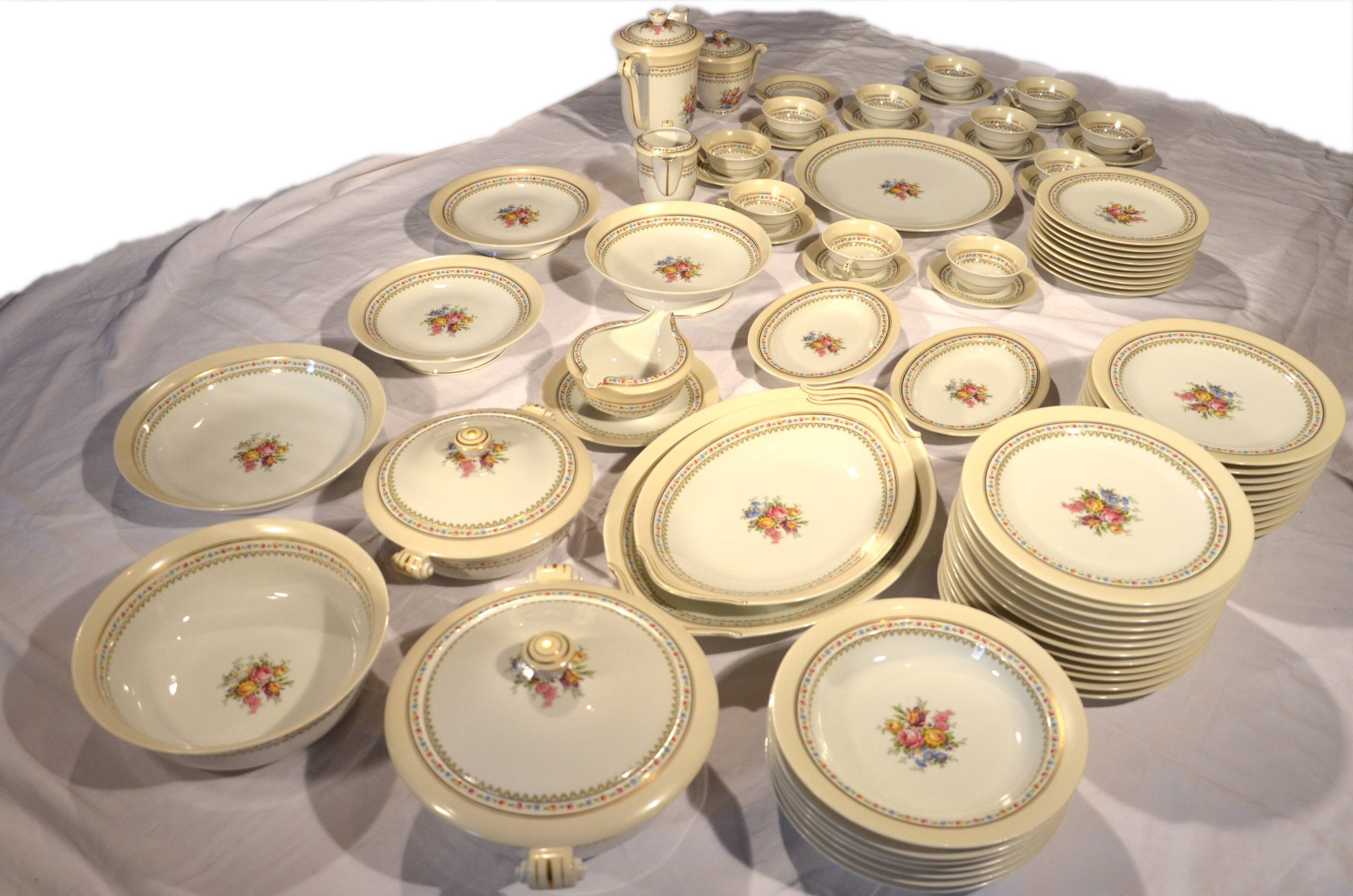 75-piece vintage porcelain table service, Raynaud & Co., Limoges.