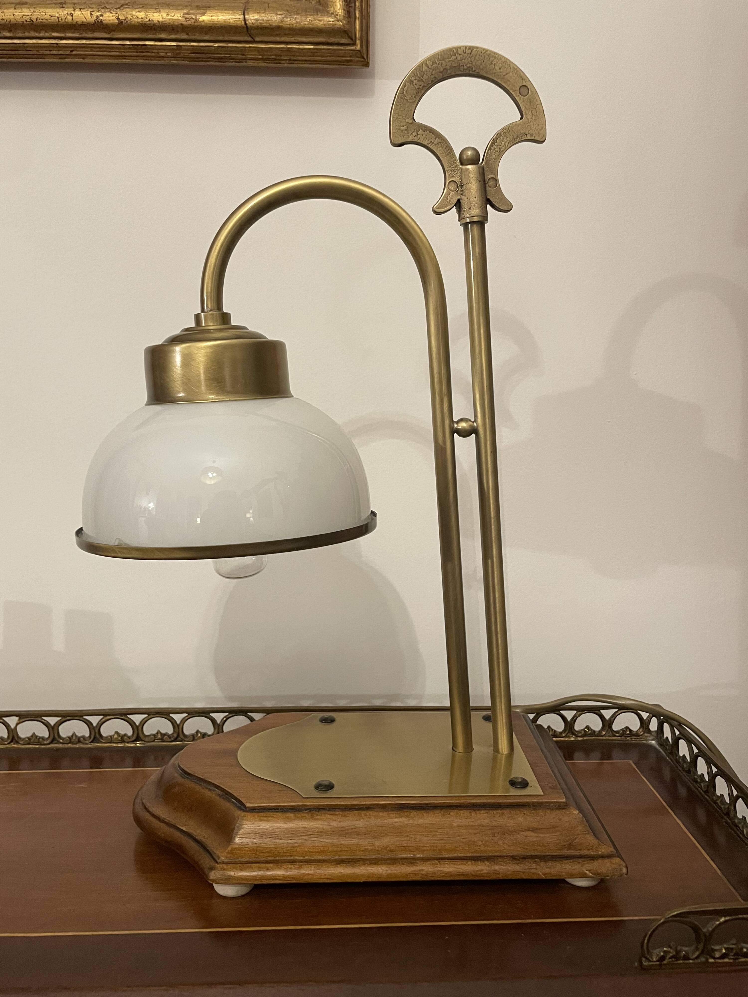 Empire style bedside lamp, wood and brass