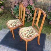 Snowshoe chairs (duo) upholstered louis XVI style of period 1920 in walnut.