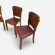 Set of 4 Art Deco dining chairs in walnut, Italy, 1930s-1940s.