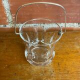 Vintage crystal ice bucket with mold and chrome metal handle