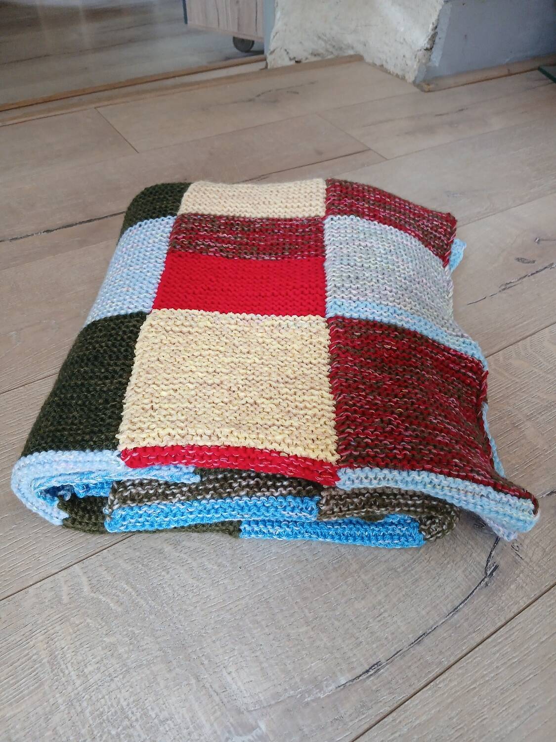 Plaid patchwork tricoté main