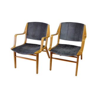 Pair of armchairs Ax Chair 1960, Peter Hvidt and Orla Molgaard
