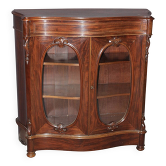 Napoleon III Curved Display Case in Mahogany Circa 1880