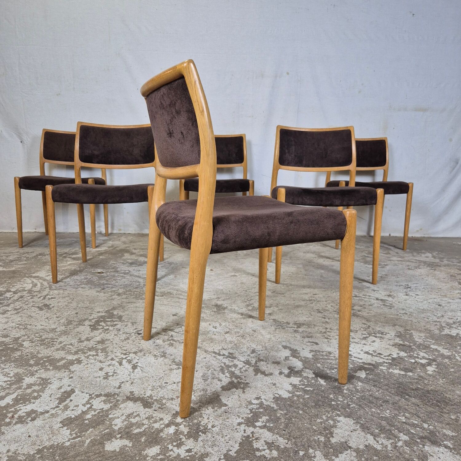 4x Niels Møller model 80 vintage oak dining chair Danish