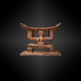 Seat featuring a caryatid couple ashanti culture, ghana