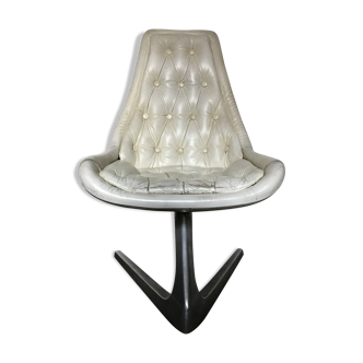 Fauteuil cuir blanc 60-70