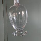 Antique carved crystal decanter - flat ribbed neck - early 20th