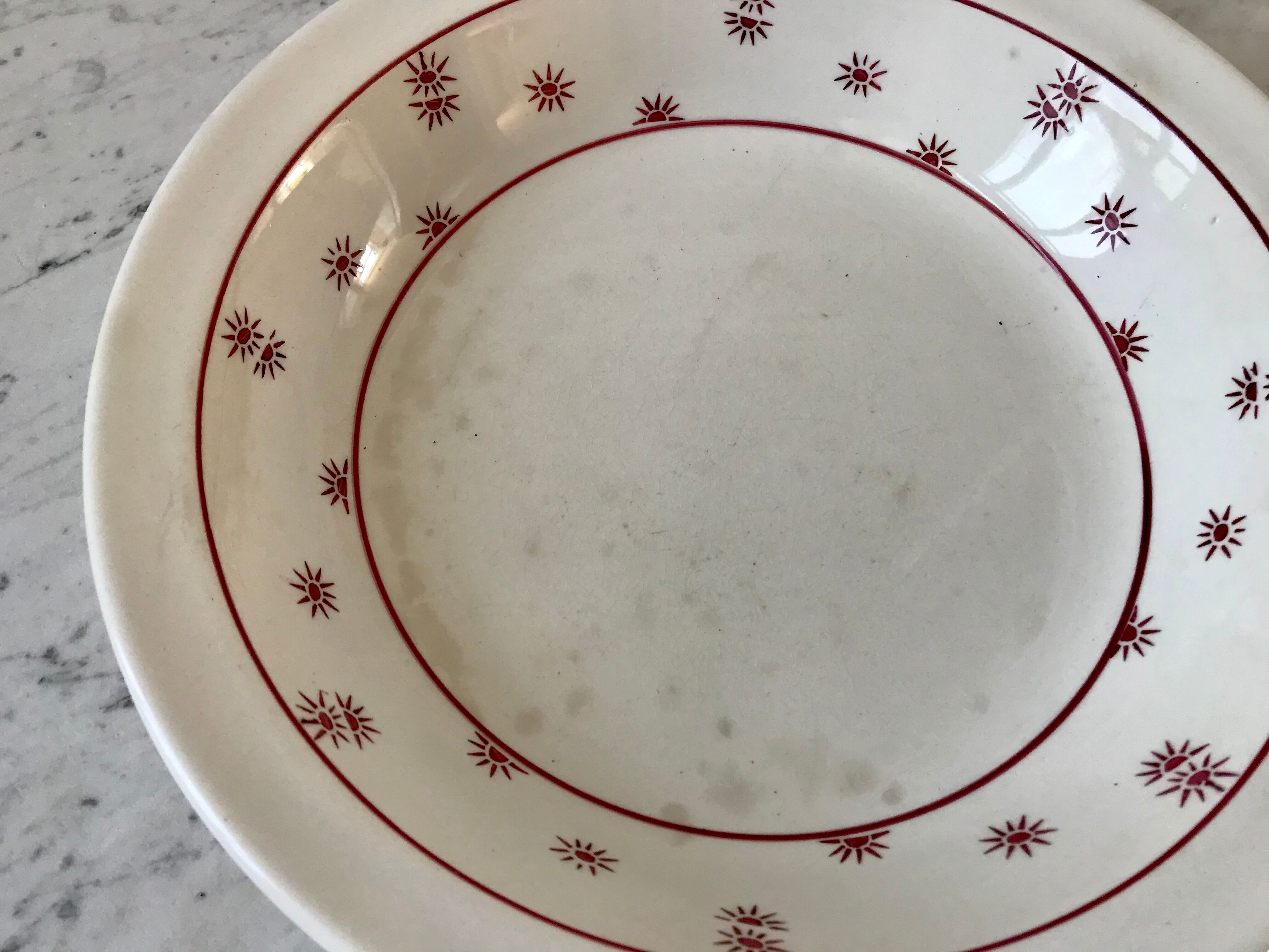 Hollow dish Digoin Sarreguemines model "Andrée" small suns 30s