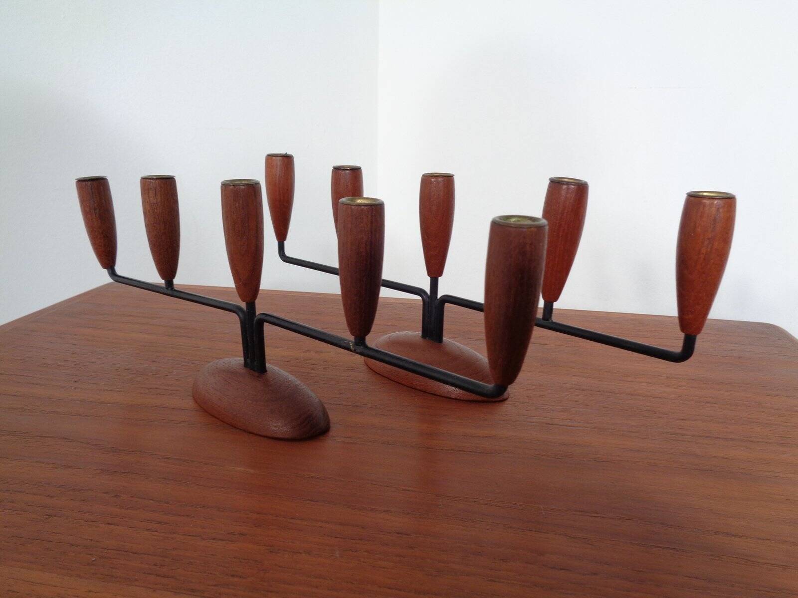 Danish Filigree Teak Candleholders, 1960s, Set of 2