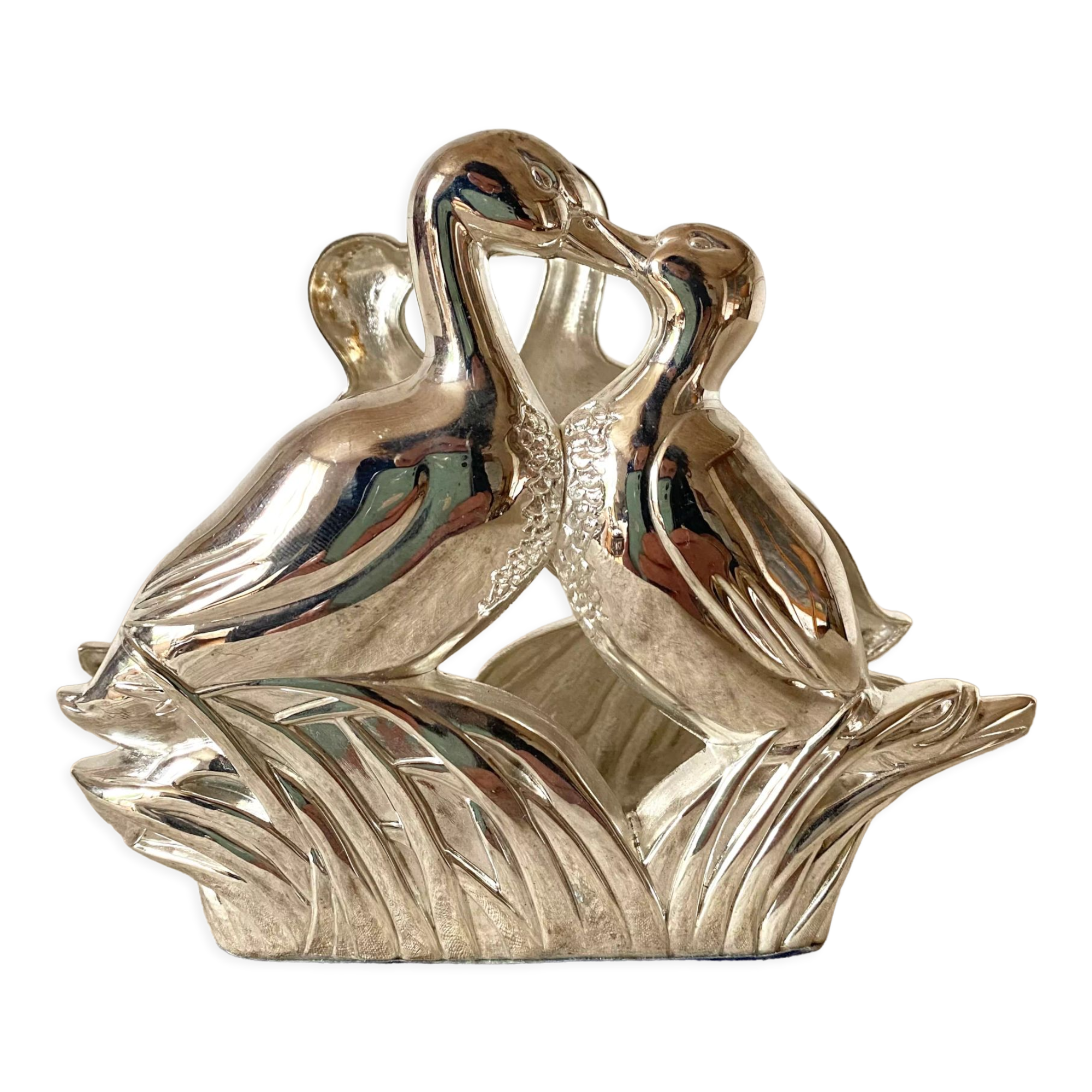 Duck towel rack in silver metal