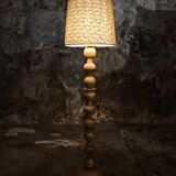 Lampadaire bobine en chêne français, 1970s