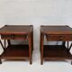 Pair of wooden bedside tables, bamboo and canning