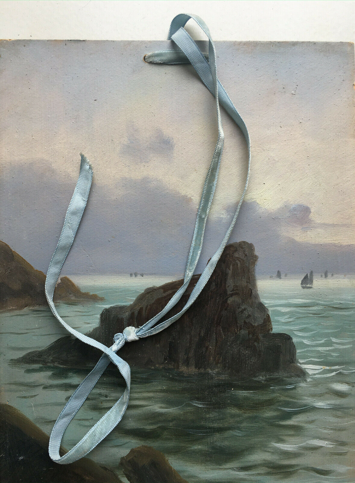 Magnificent painting HSC Marine Quiberon 1919 seaside Brittany sailboats