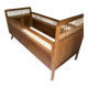 Vintage bed in wood and caning – 1950s/60s, signed workshop
