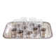 Liqueur service with 10 crystal glasses, solid silver and tray.