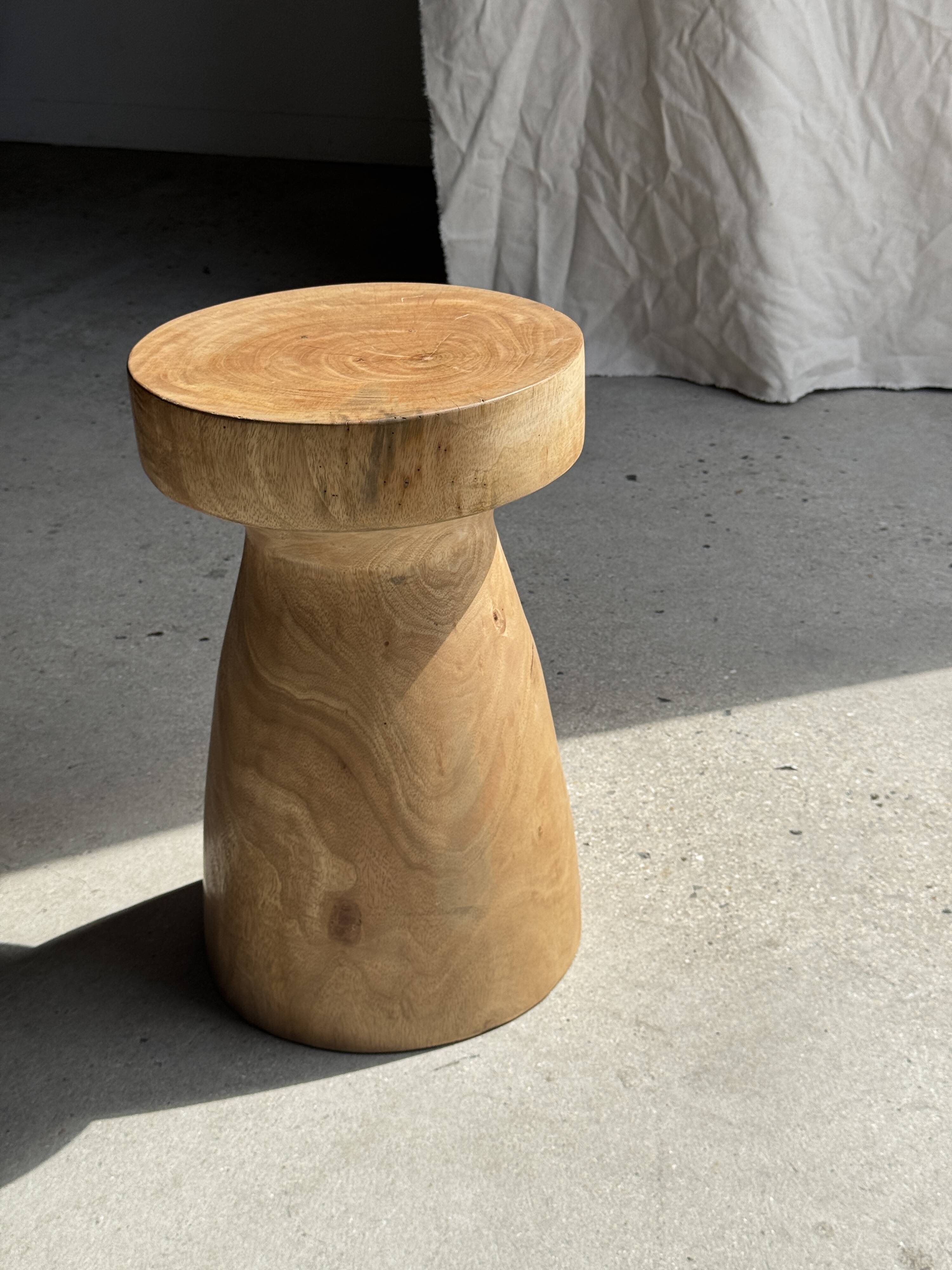 Stool, side table, end table in natural solid mango wood.