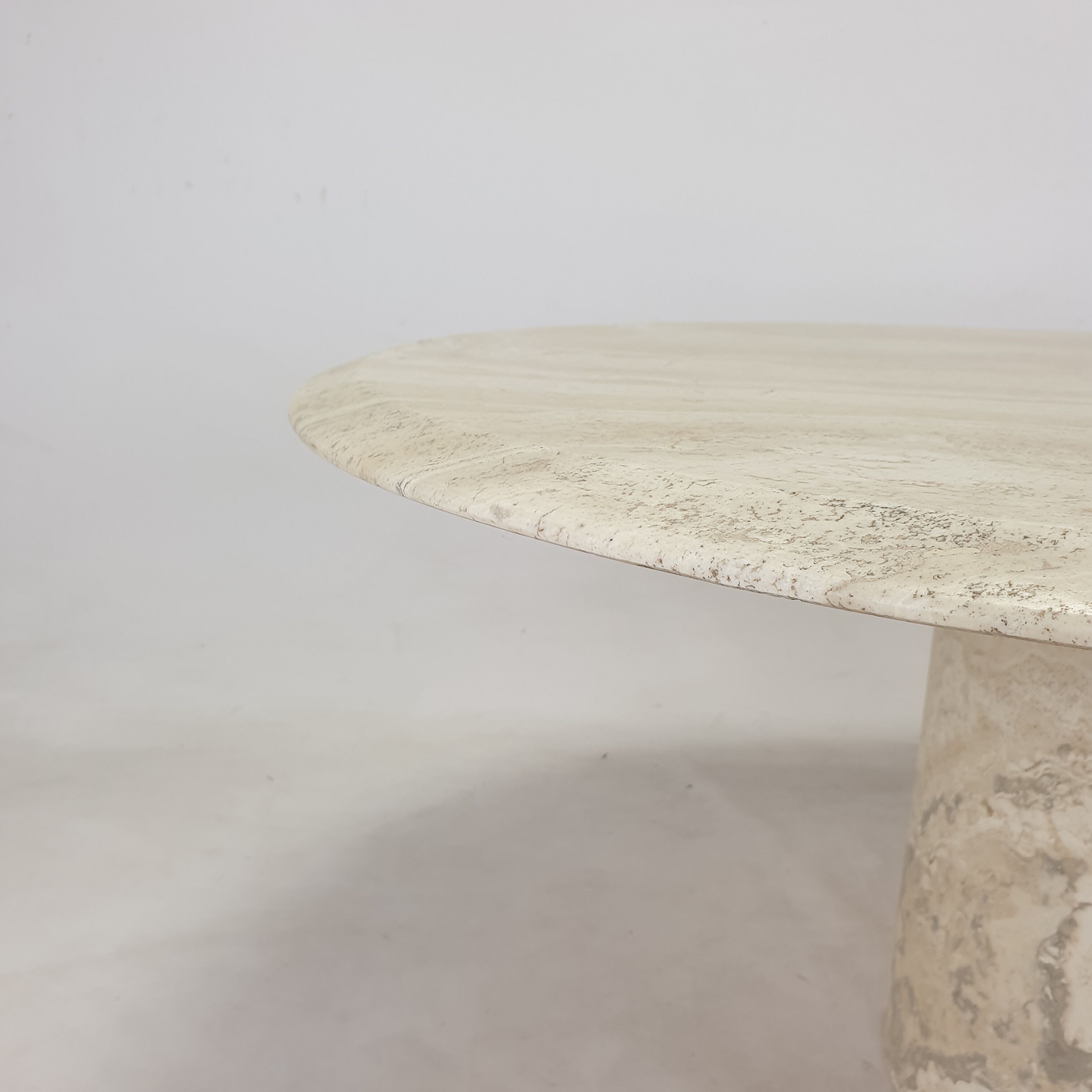 Italian Oval Travertine Coffee Table, 1984